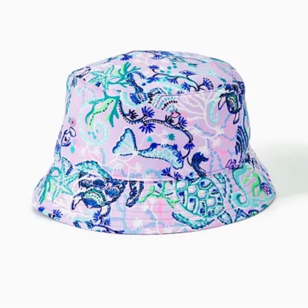 NWT Lilly Pulitzer Lilac Freesia Mermaid Printed Bucket Hat One Size